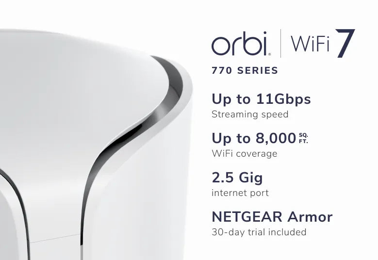 Orbi 770系列三頻WiFi 7 Mesh系統, 白色版，3件裝 (RBE773)