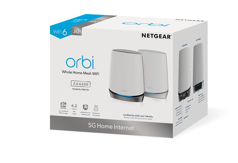 5G WiFi Mesh System, AX4200 (NBK752) Orbi 5G Tri-Band WiFi 6 Mesh System,4.2Gbps, Router + 1 Satellite