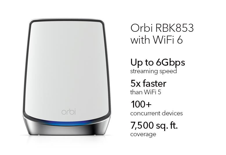 Orbi 850 系列三頻 WiFi 6 Mesh 系統，3件裝 （RBK853）