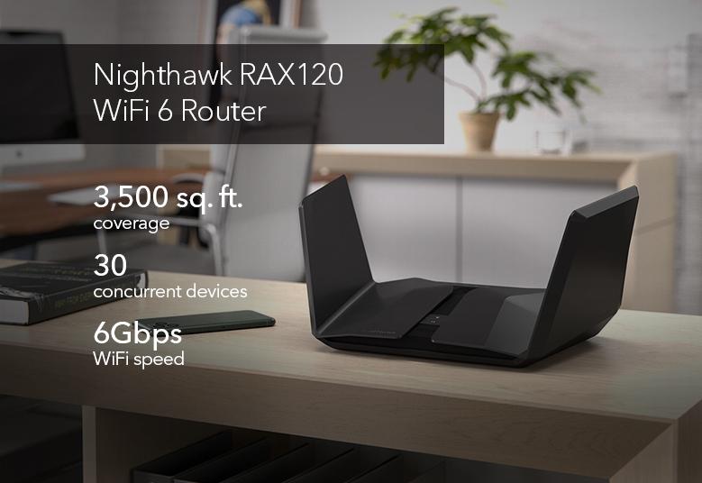 AX6000 WiFi Router (RAX120) Nighthawk 12-Stream Dual-Band WiFi 6 Router, 6Gbps