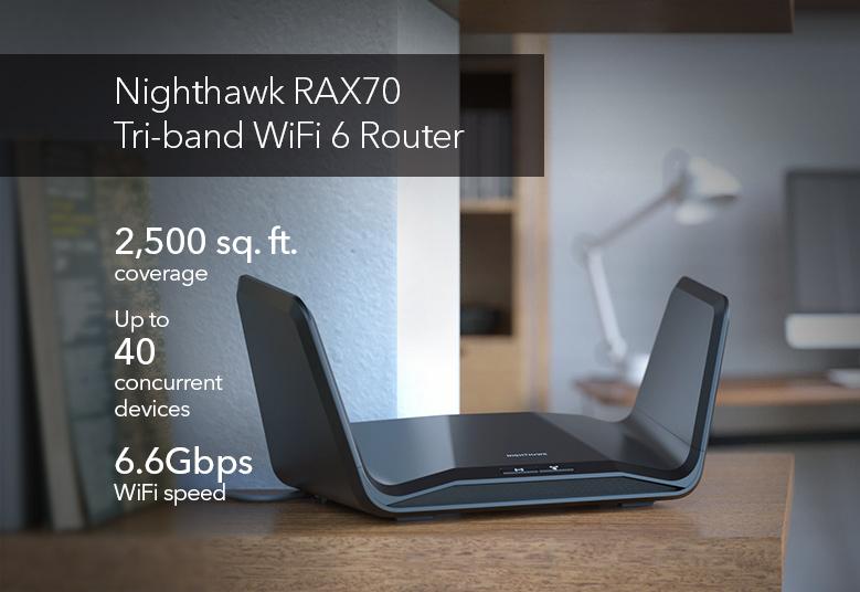 Nighthawk AX6600 WiFi Router (RAX70) 8-Stream Tri-Band WiFi 6 Router, 6.6Gbps