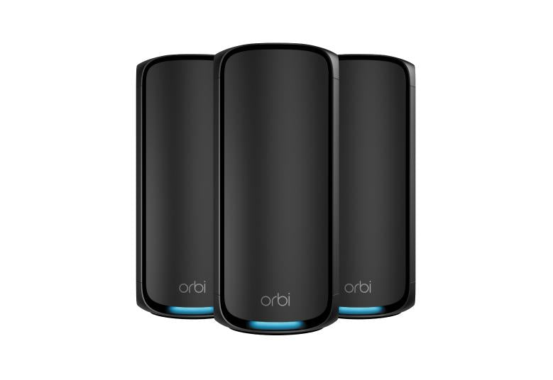 BE27000 Mesh WiFi System (RBE973SB) Orbi 970 Series Quad-Band WiFi 7 Mesh System, Black, 27Gbps, 3-Pack