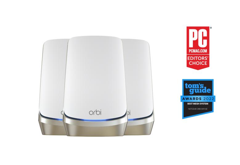 Orbi 960系列四頻WiFi 6E Mesh系統，白色版，3件裝 (RBKE963)