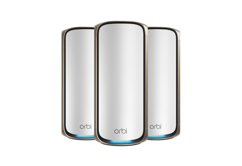 BE27000 Mesh WiFi System (RBE973S) Orbi 970 Series Quad-Band WiFi 7 Mesh System, 27Gbps, 3-Pack, 1-year NETGEAR Armor included