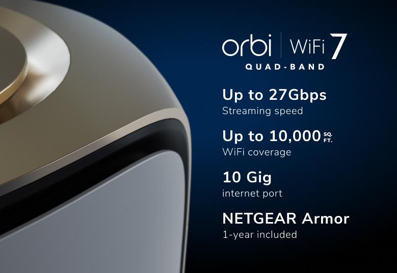 Orbi 970系列四頻WiFi 7 Mesh系統, 白色版，3件裝 (RBE973S)
