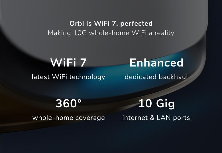 Orbi 970 Series Quad-Band WiFi 7 Mesh System, 27Gbps, 3-Pack, 1-year NETGEAR Armor included