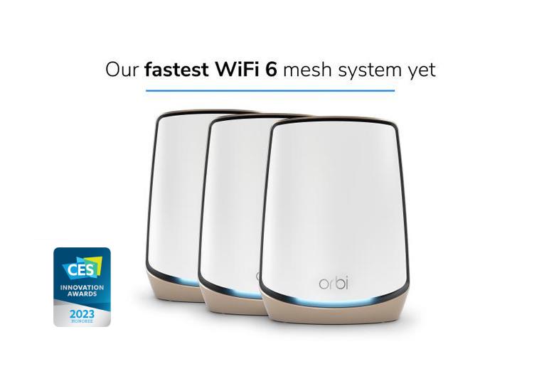 Orbi 860系列三頻WiFi 6 Mesh系統，白色版，3件裝 (RBK863S)